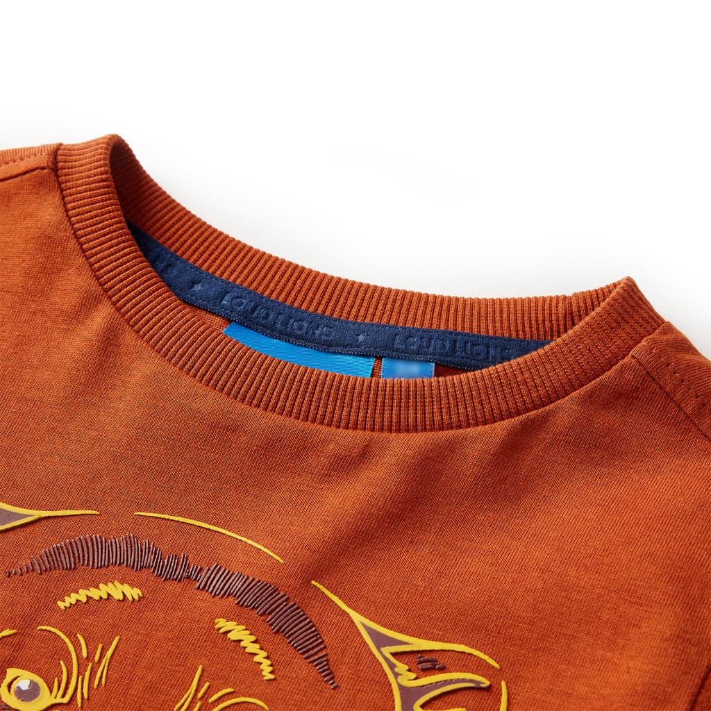 Koszulka dziecięca z długimi rękawami, z niedźwiedziem, rdzawa, 128