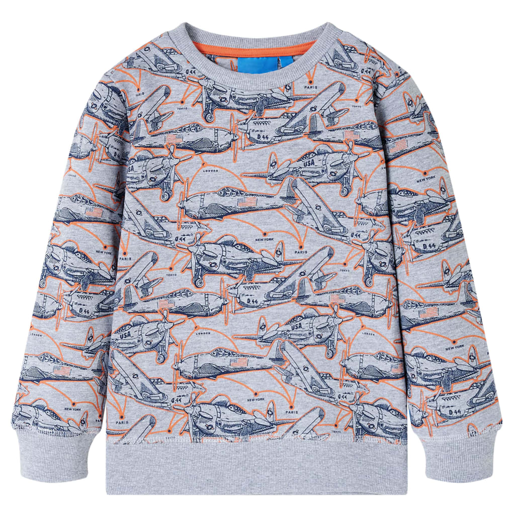 Sweatshirt pour enfants imprimé avion gris mélange 128