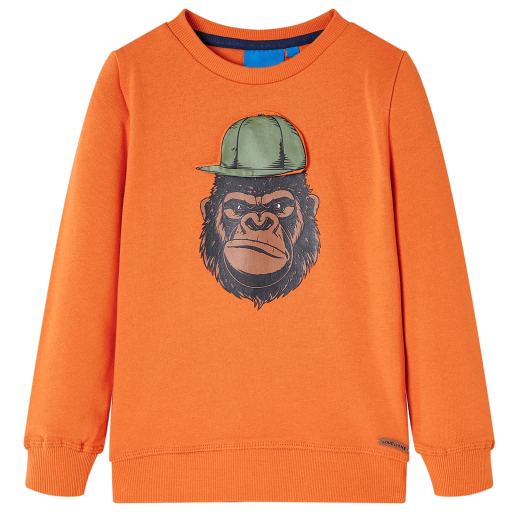 Bluzon pentru copii, imprimeu gorilă, portocaliu închis, 116