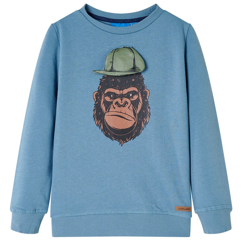 Sweatshirt pour enfants imprimé gorille bleu moyen 92