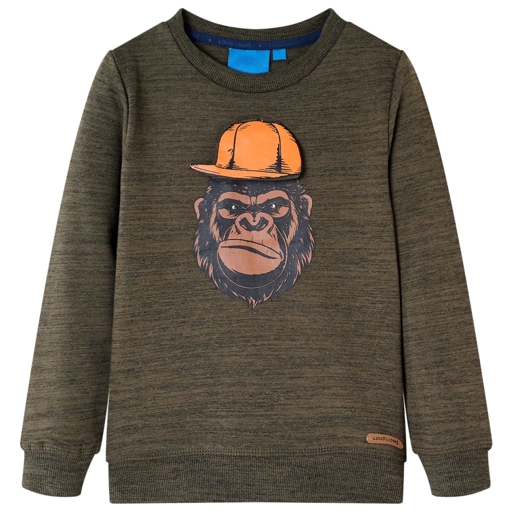 vidaXL Dětská mikina tmavě khaki melanž 104