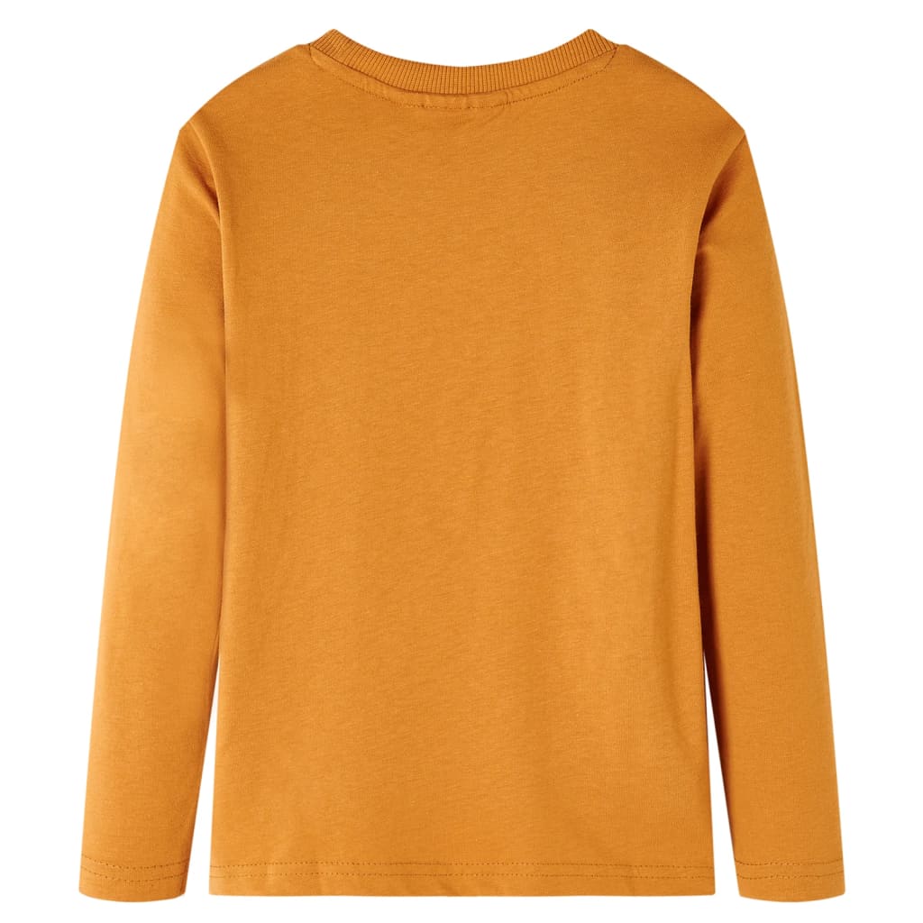 vidaXL Kindershirt met lange mouwen 92 donkerokerkleurig afbeelding