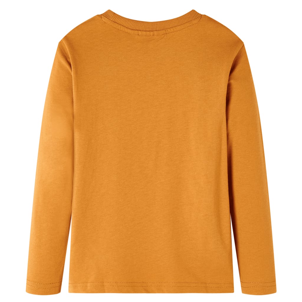 vidaXL Kindershirt met lange mouwen 140 donker donkerokerkleurig afbeelding