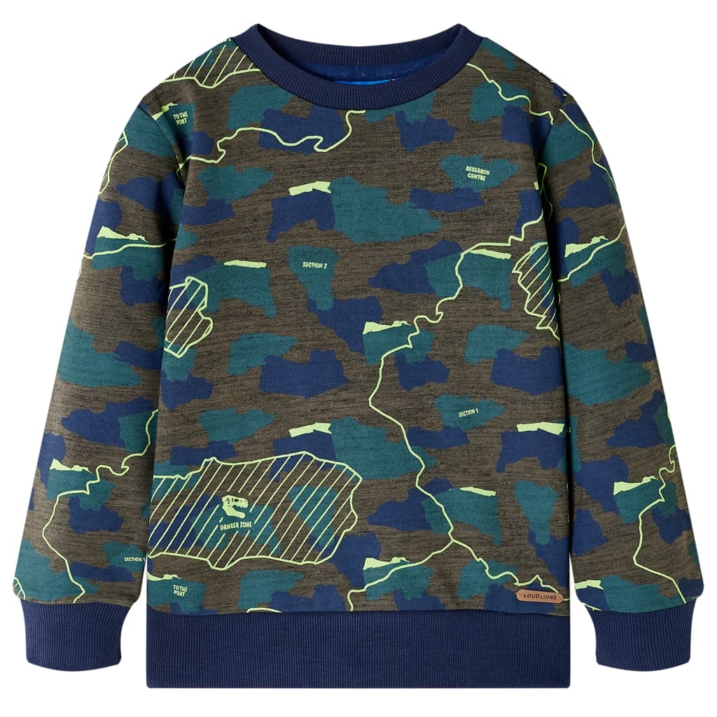 vidaXL Kinder-Sweatshirt Dunkles Khaki Melange 116