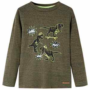 Pikkade varrukatega lastes&auml;rk, tume khaki, 92