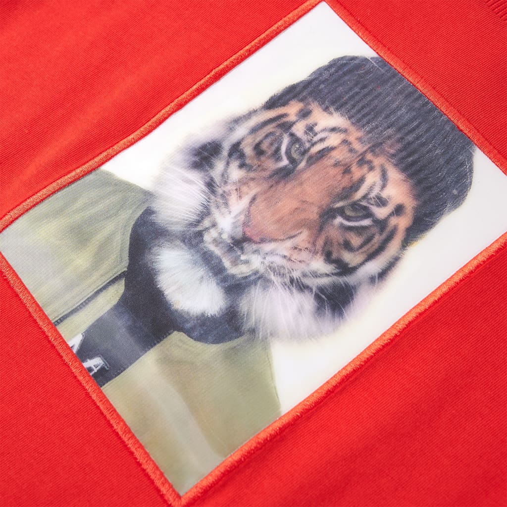 Koszulka dziecięca z długimi rękawami, z tygrysem, czerwona, 92
