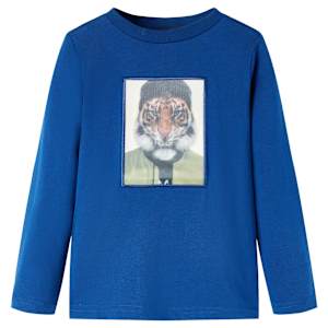 Otroška majica z dolgimi rokavi temno modra 128