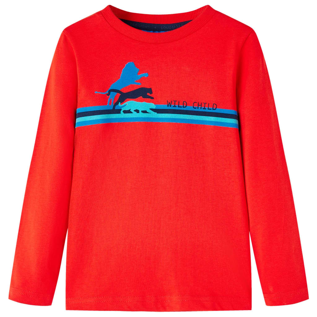 Tricou de copii cu mâneci lungi sălbatice roșu 104