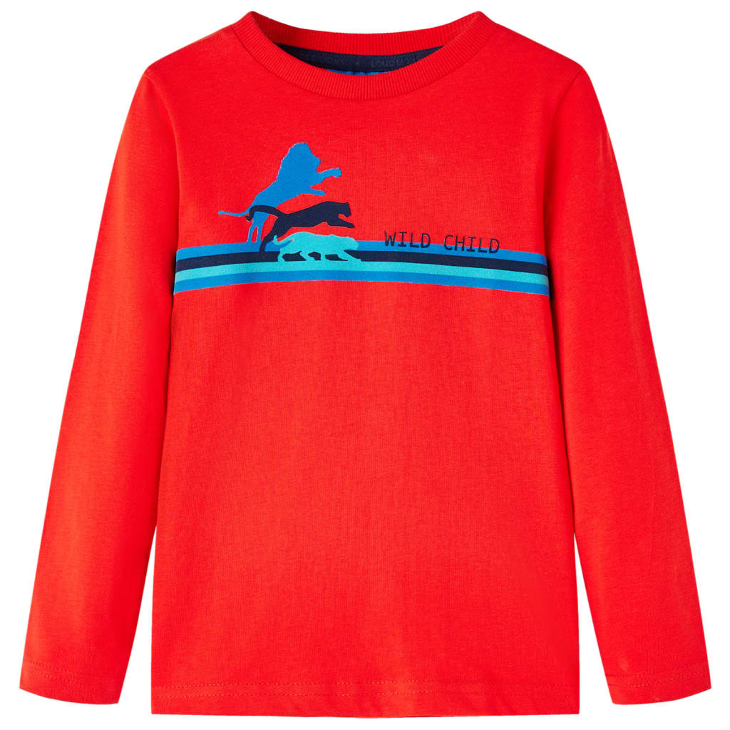 Tricou de copii cu mâneci lungi sălbatice roșu 128