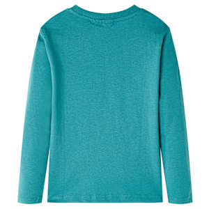 T-shirt pour enfants &agrave; manches longues aqua fonc&eacute; 92