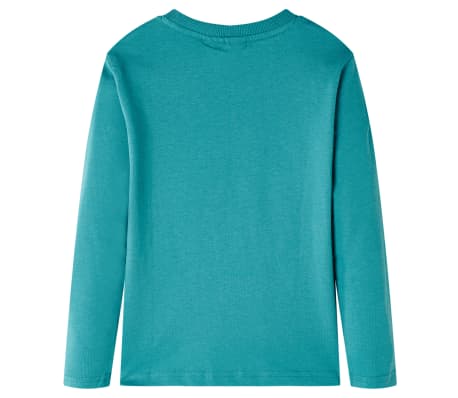 Tricou copii cu m&acirc;neci lungi albastru verzui &icirc;nchis 128