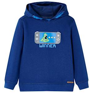 Otroški pulover s kapuco temno moder 116