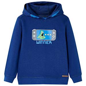 Otroški pulover s kapuco temno moder 128