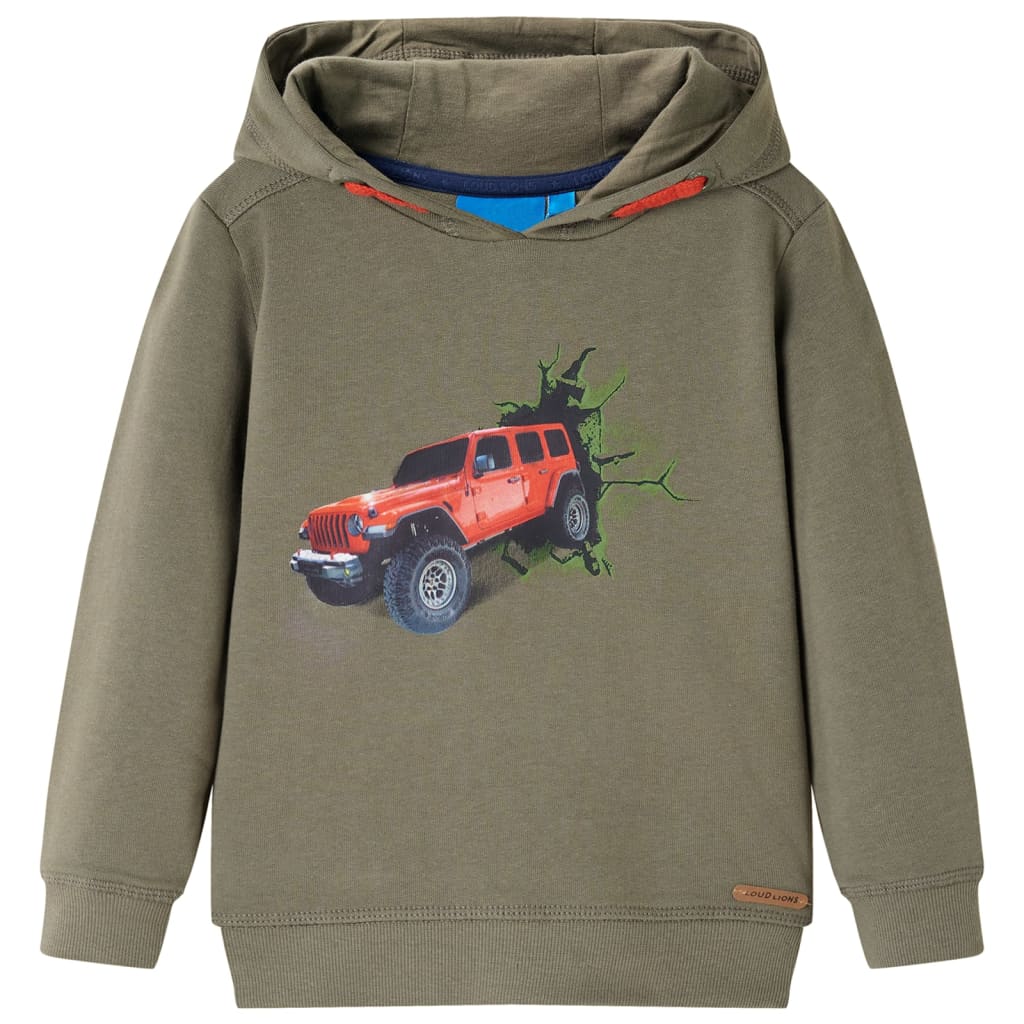 vidaXL Dětská mikina s kapucí khaki 104