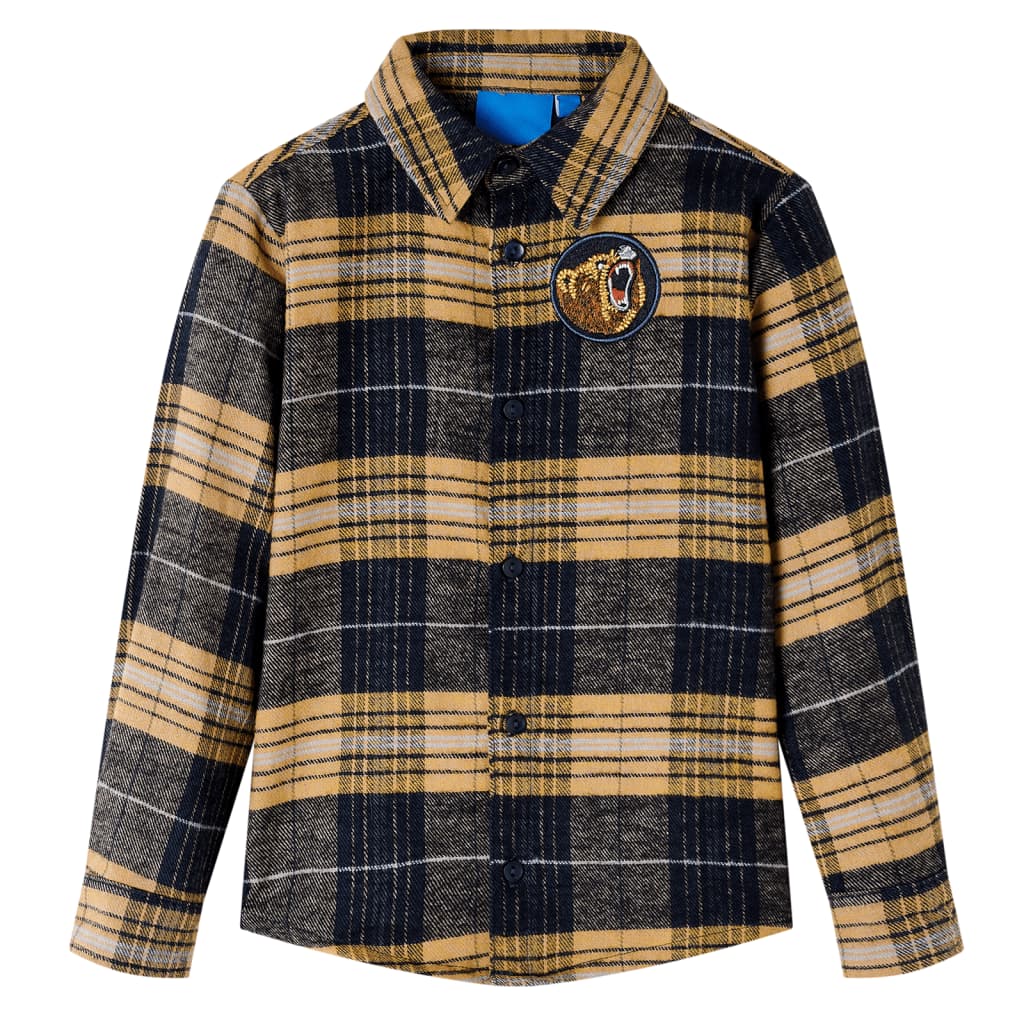 Kids' Plaid Shirt Long Sleeves Children's Shirt Kids' Top Yellow and Black vidaX