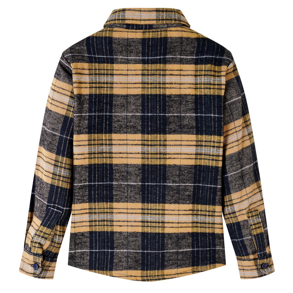vidaXL Kindershirt geruit 128 geel en zwart afbeelding