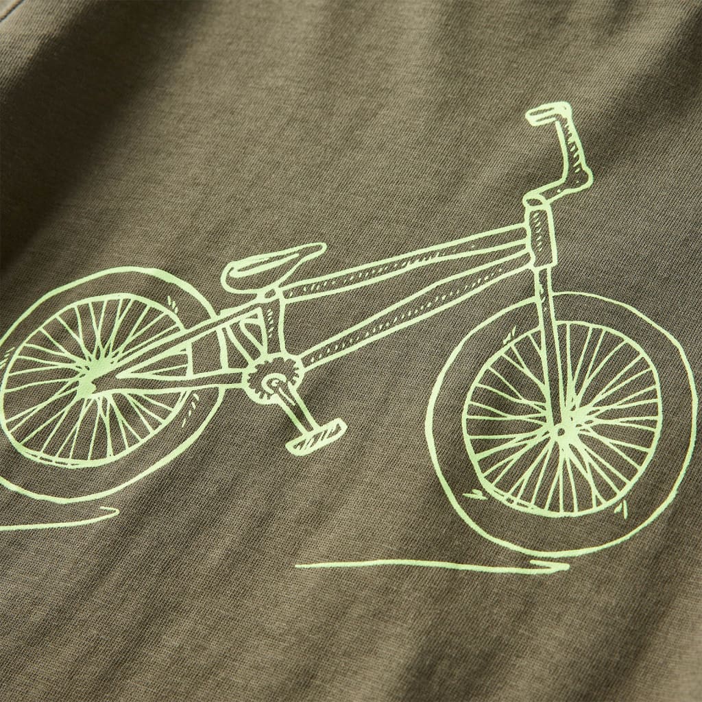 Koszulka dziecięca z długimi rękawami, z rowerem, khaki, 92