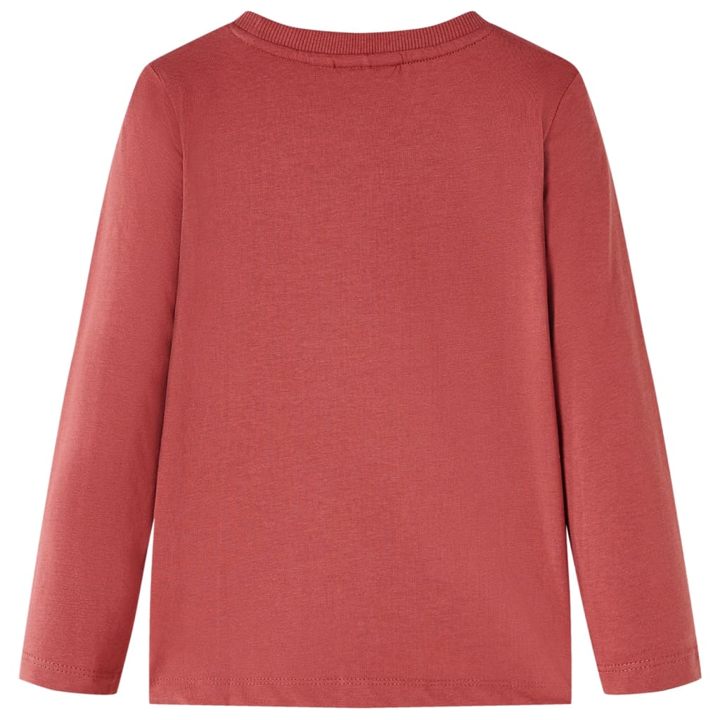 vidaXL Kindershirt met lange mouwen 92 roodbruin afbeelding