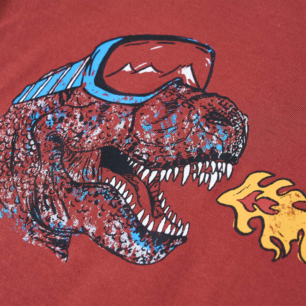 Koszulka dziecięca z długimi rękawami, dinozaur, palona czerwień, 128