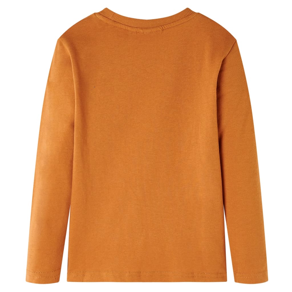 vidaXL Kindershirt met lange mouwen 104 donkerokerkleurig afbeelding