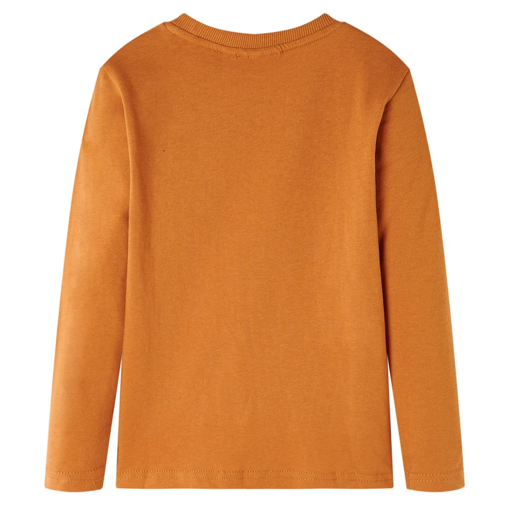 vidaXL Kindershirt met lange mouwen 116 donkerokerkleurig afbeelding