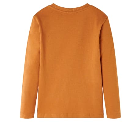 Detské tričko s dlhými rukávmi tmavookrové 140