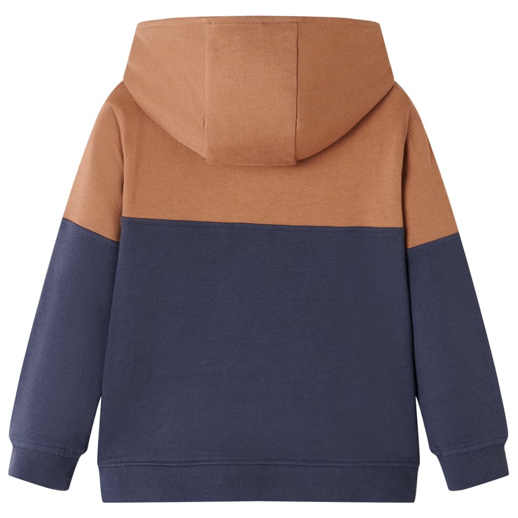 vidaXL Kindersweater met capuchon halve rits 92 antraciet- en cognackleurig afbeelding