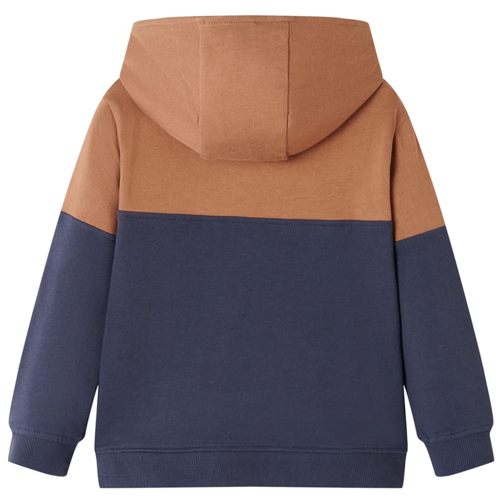 vidaXL Kindersweater met capuchon halve rits 116 antraciet- en cognackleurig afbeelding