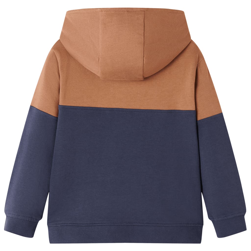 vidaXL Kindersweater met capuchon halve rits 128 antraciet- en cognackleurig afbeelding