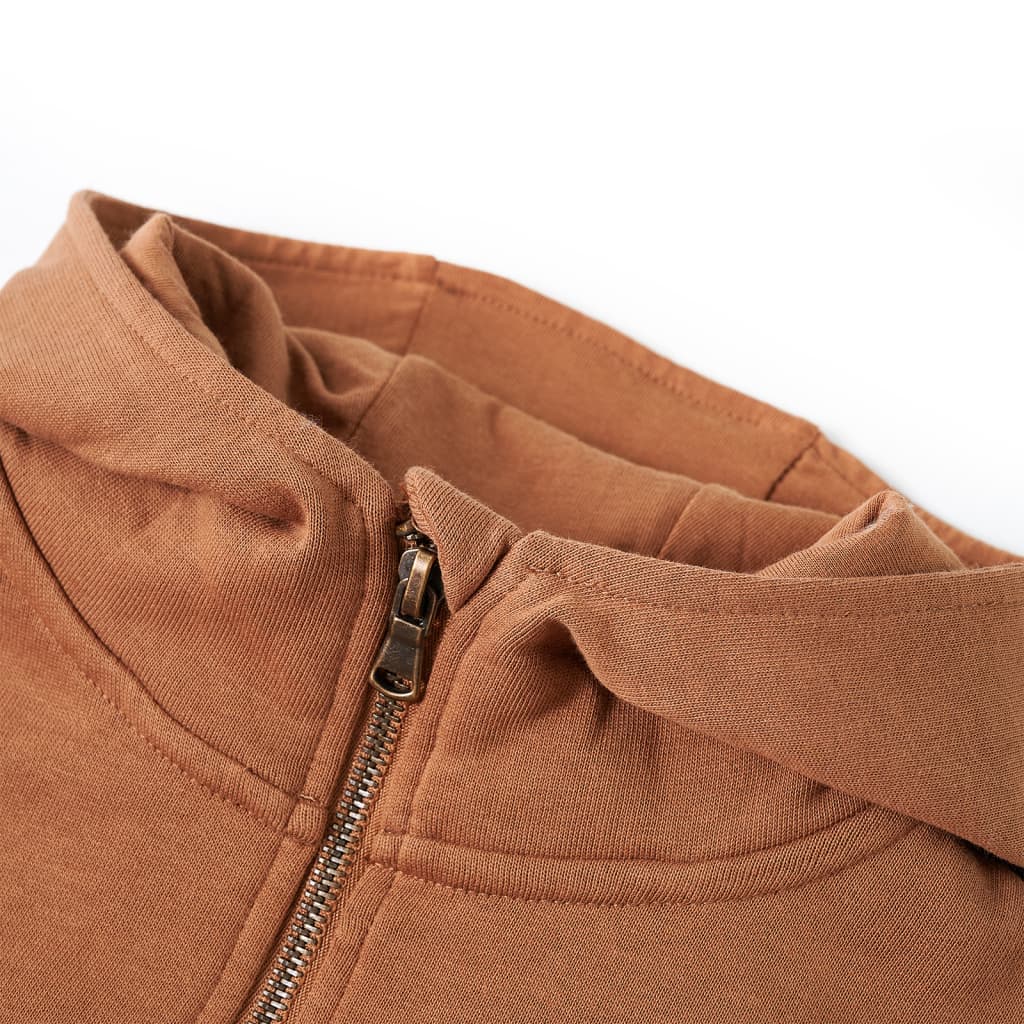Thumbnail - vidaXL Kinder-Kapuzenpullover mit Halbem Reißverschluss Anthrazit Cognac 128