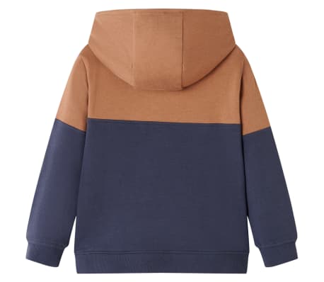 Kinder-Kapuzenpullover mit Halbem Rei&szlig;verschluss Anthrazit Cognac 140
