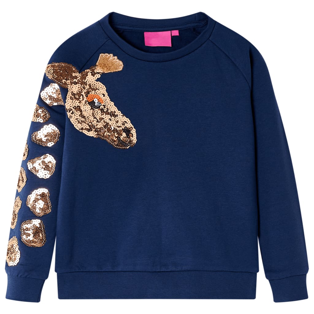 Bluzon pentru copii, girafă cu paiete, bleumarin, 104