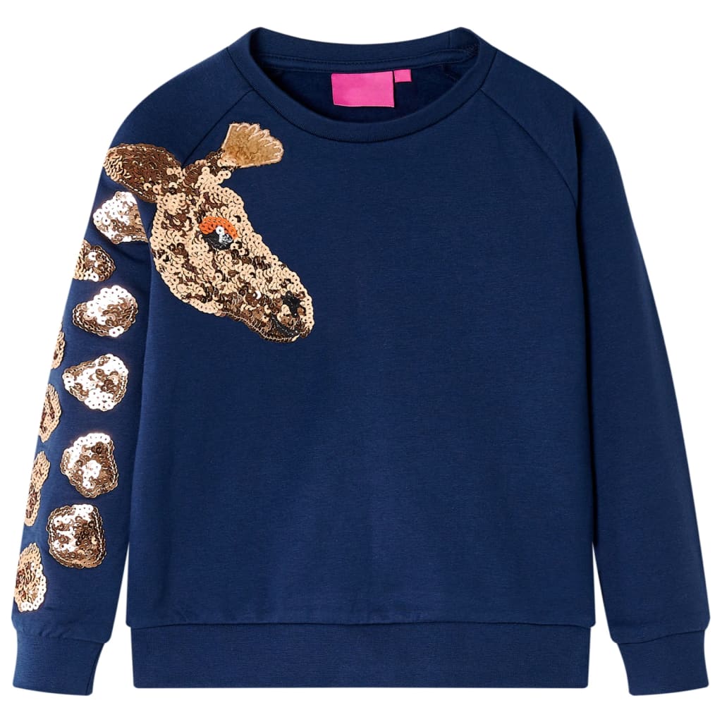 Bluzon pentru copii, girafă cu paiete, bleumarin, 140