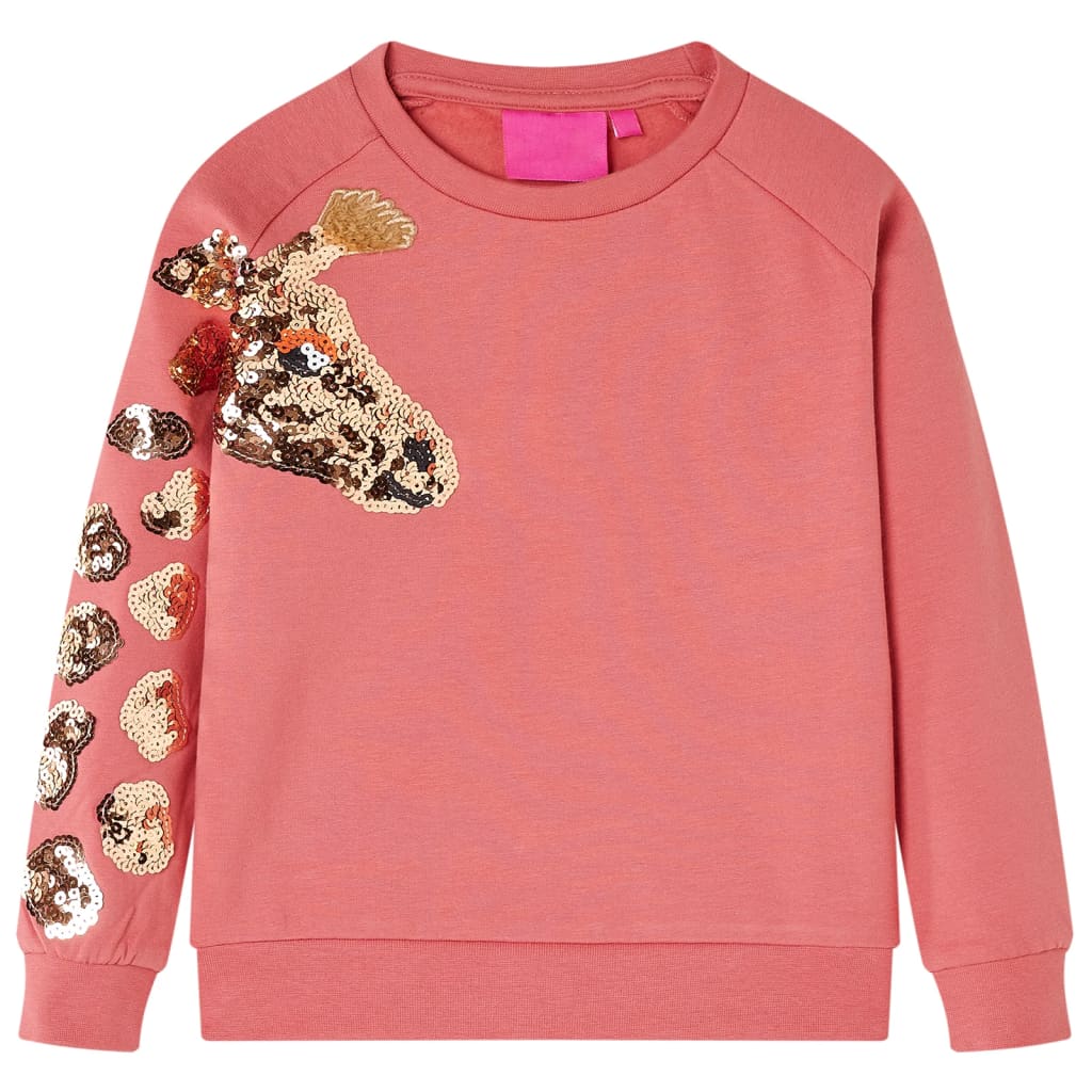 Bluza dziecięca z żyrafą z cekinów, stary róż, 116