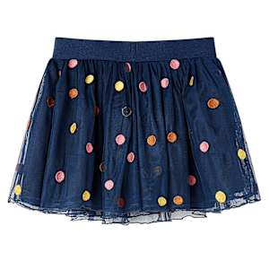 Gonna da Bambina in Tulle a Pois Blu Marino 140