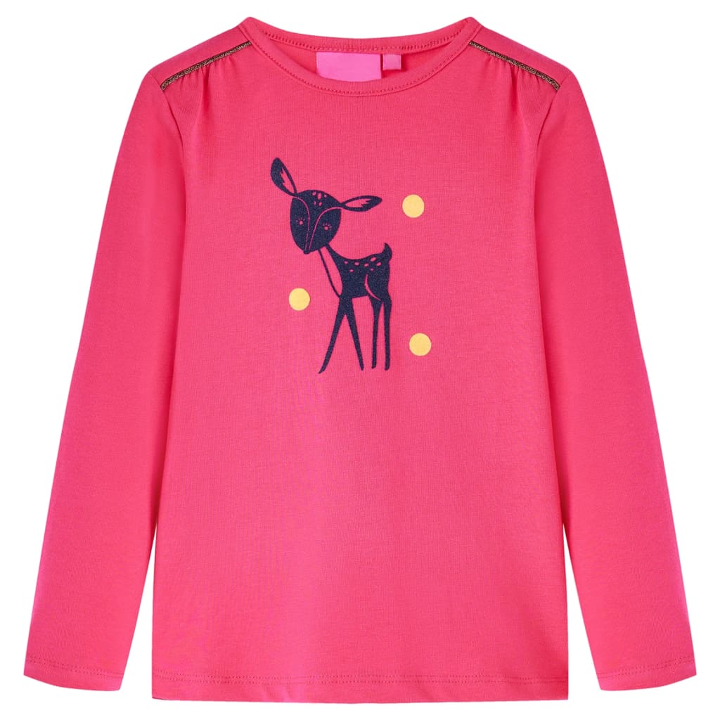 Tricou cu mâneci lungi pentru copii, design căprioară, roz, 92