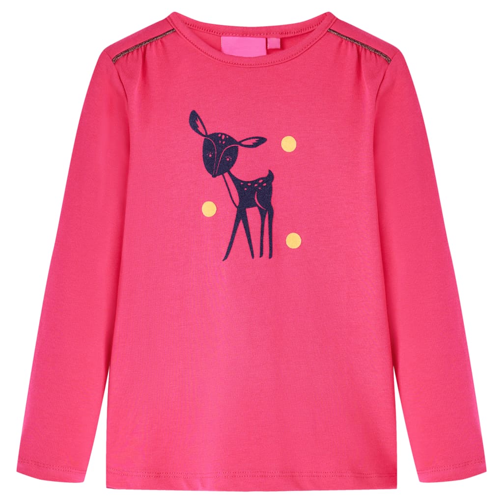 Tricou cu mâneci lungi pentru copii, design căprioară, roz, 116