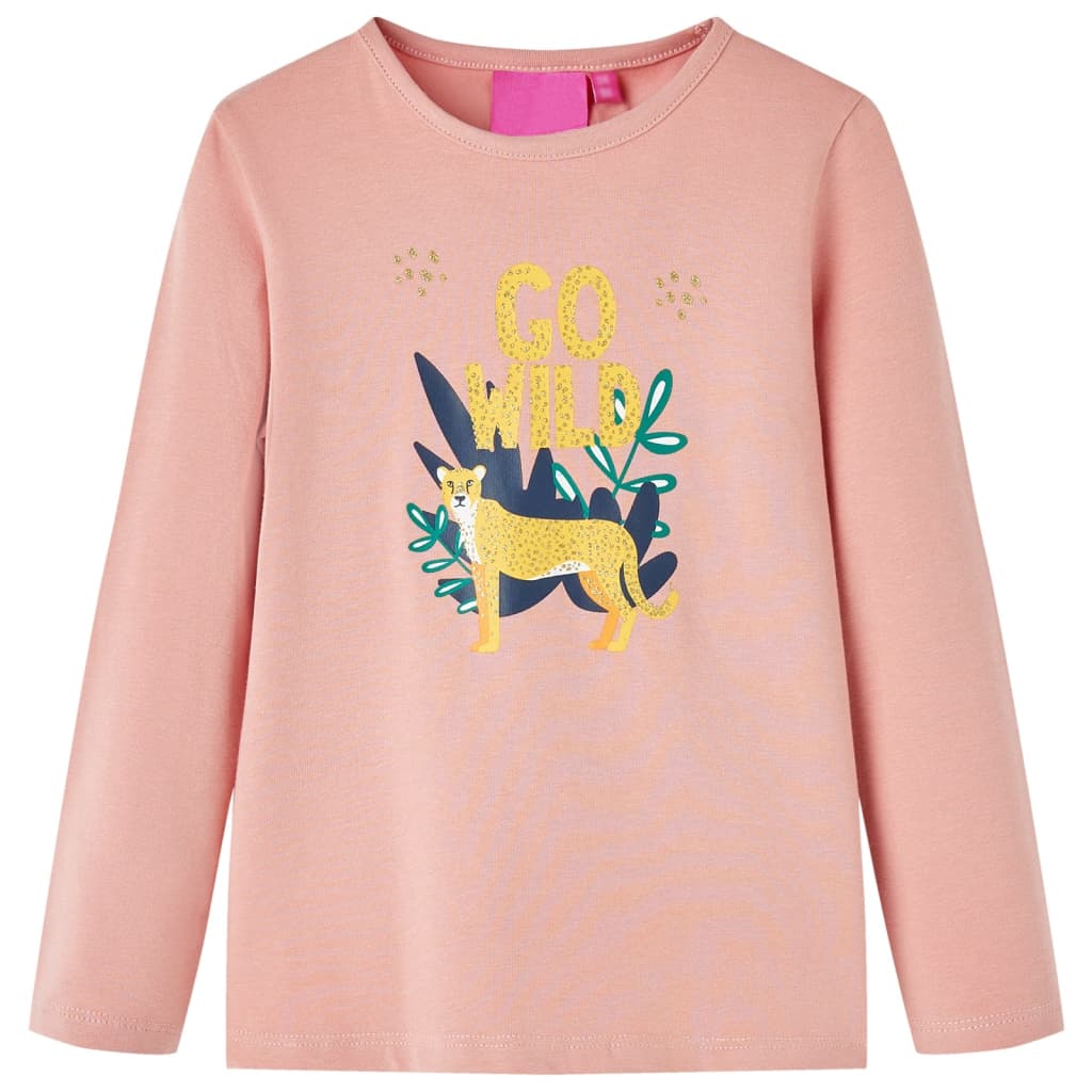 Tricou pentru copii cu mâneci lungi animal print roz deschis 116