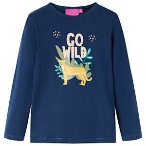 Otroška majica z dolgimi rokavi mornarsko modra 128