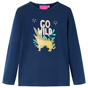 Otroška majica z dolgimi rokavi mornarsko modra 140