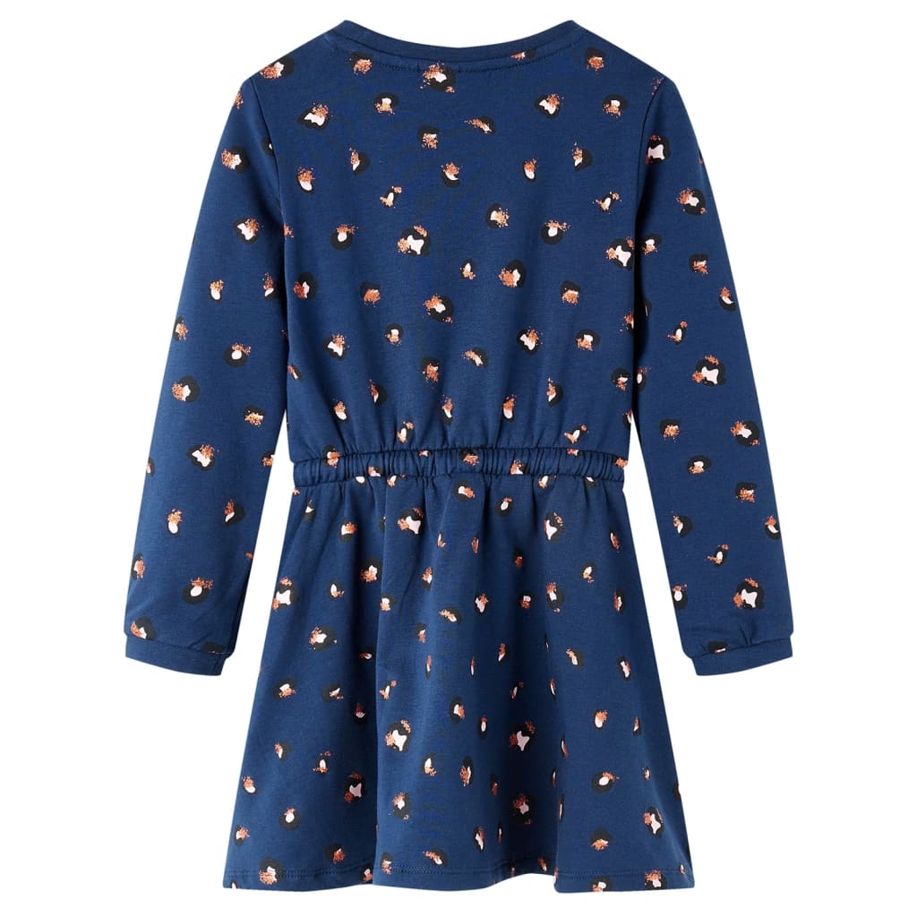 vidaXL Kinderjurk met lange mouwen 92 marineblauw afbeelding