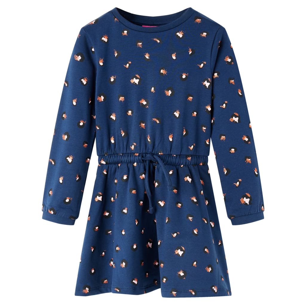 vidaXL Kinderkleid mit Langen Ärmeln Marineblau 116