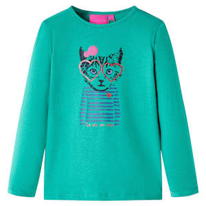 Otroška majica z dolgimi rokavi svetlo zelena 104