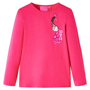 Otroška majica z dolgimi rokavi živo roza 116