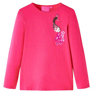 Otroška majica z dolgimi rokavi živo roza 128