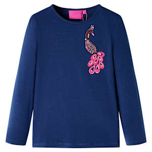Otroška majica z dolgimi rokavi mornarsko modra 104