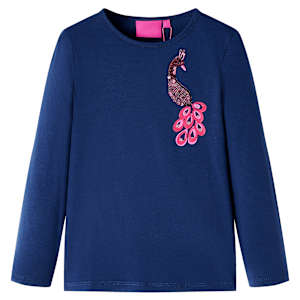 Otroška majica z dolgimi rokavi mornarsko modra 128