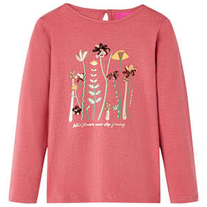 Otroška majica z dolgimi rokavi starinsko roza 104
