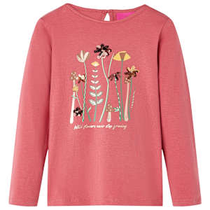 Otroška majica z dolgimi rokavi starinsko roza 128