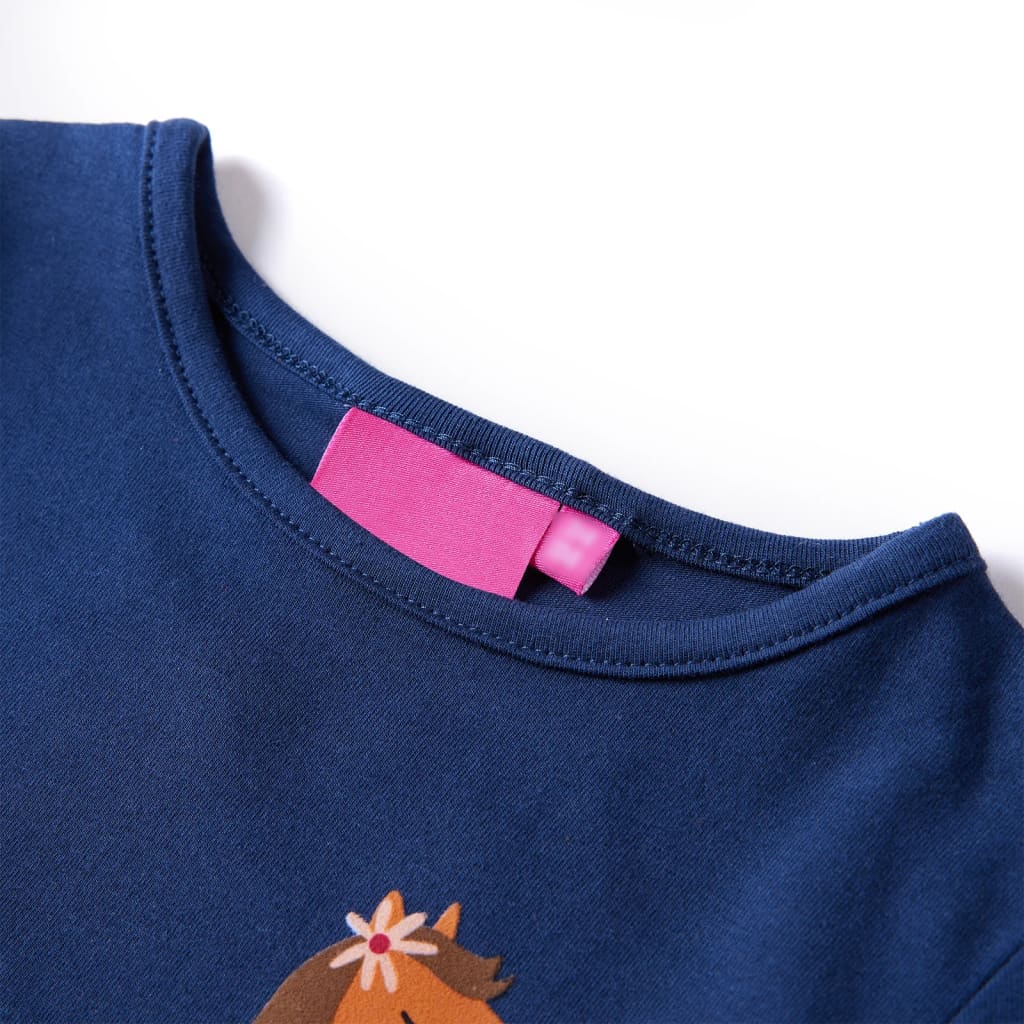 Koszulka dziecięca z długimi rękawami, z konikiem, granatowa, 116